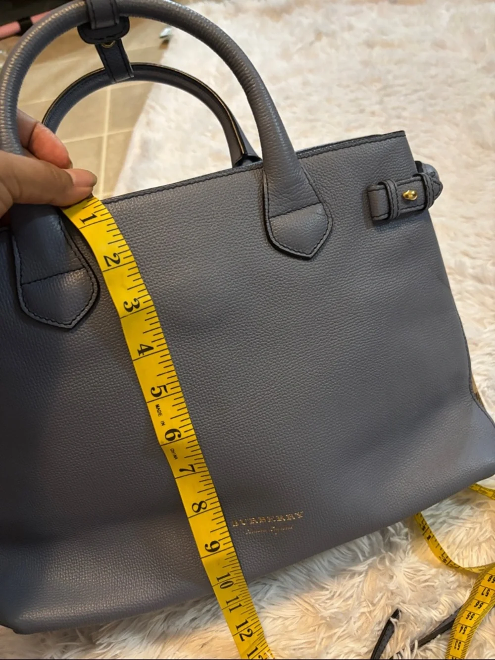 Burberry Navy Blue Leather Top-Handle Satchel - Picture 14 of 16